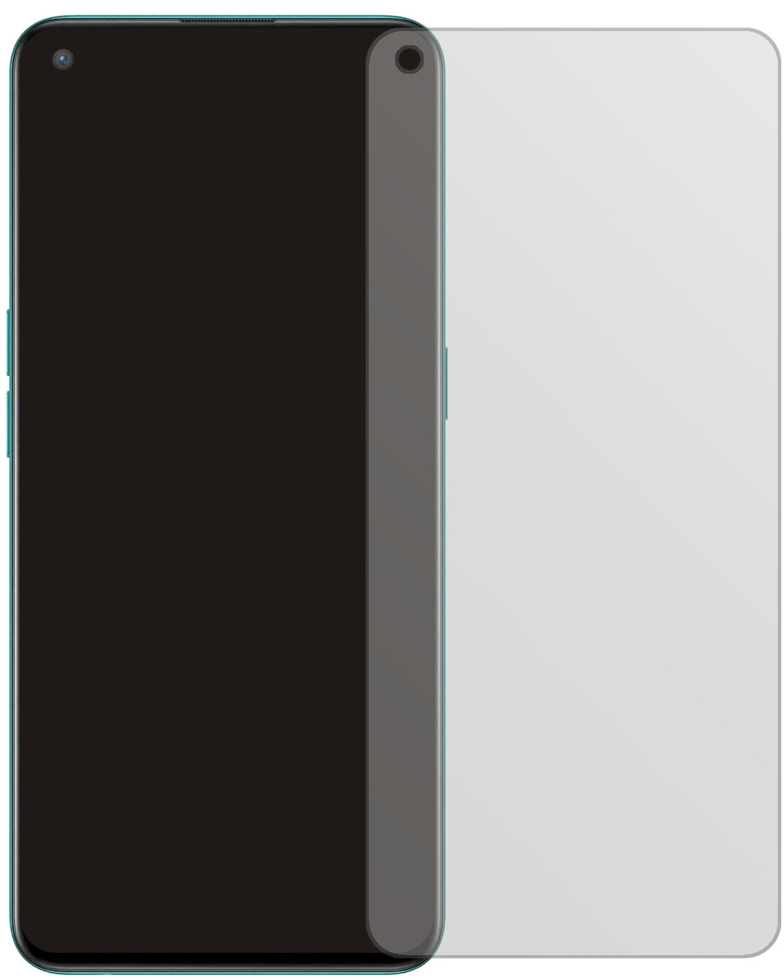 OnePlusNord CE mit aufgebrachter dipos Displayschutzfolie, die lästige Fingerabdrücke minimiert