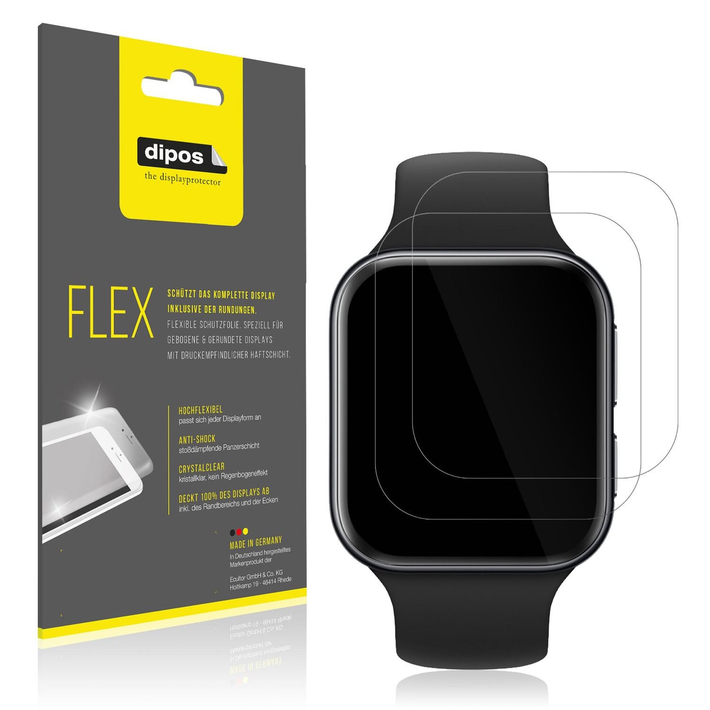 2x 3D Full Cover Schutzfolie für OPPO Watch 3