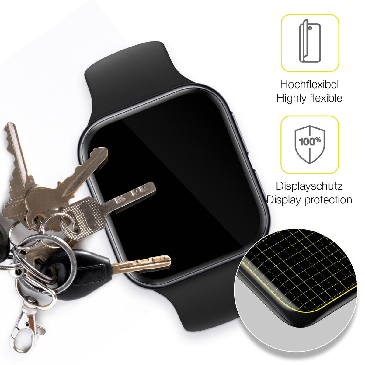 2x 3D Full Cover Schutzfolie für OPPO Watch 3