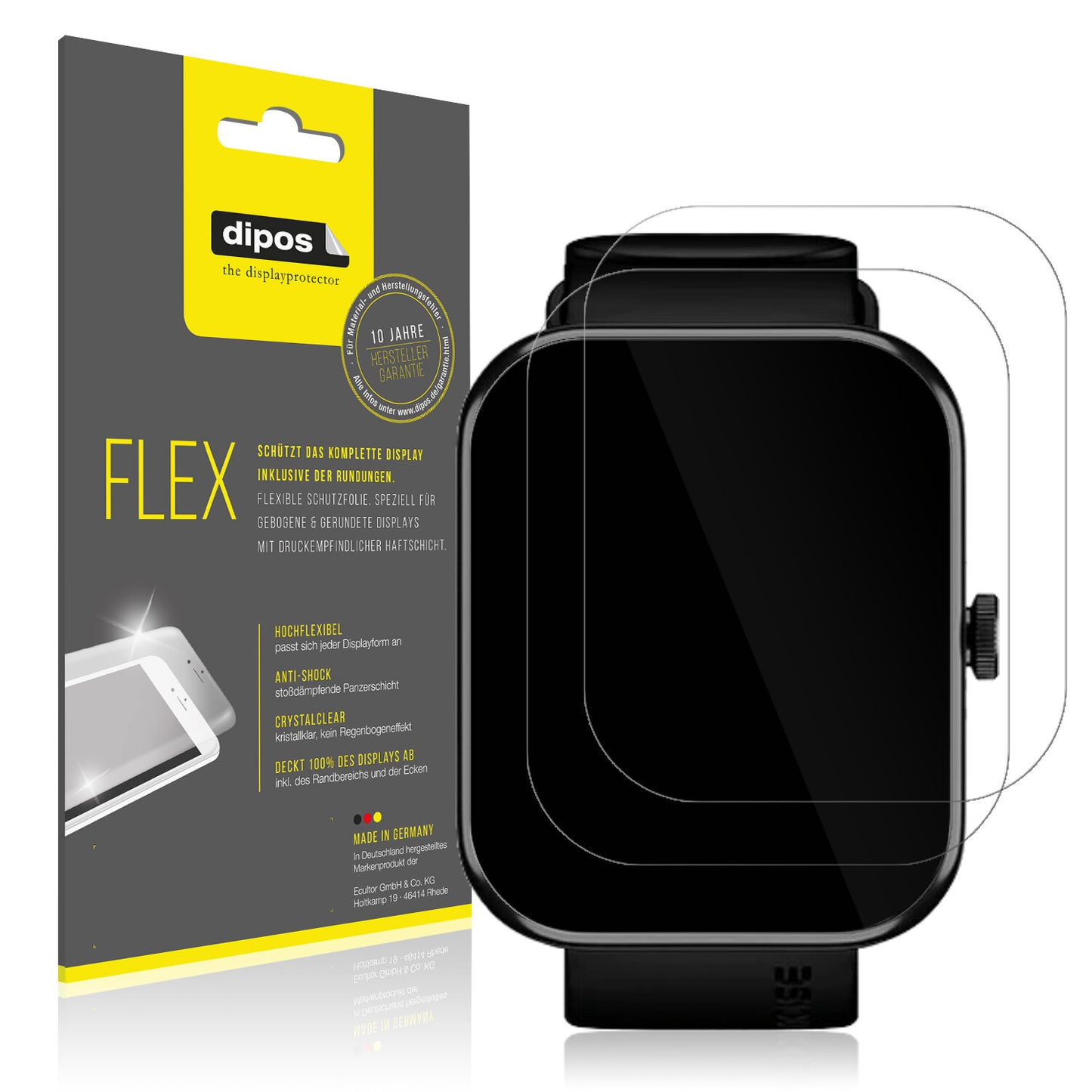 2x 3D Full Cover Schutzfolie für Noise ColorFit Pulse 2 Max