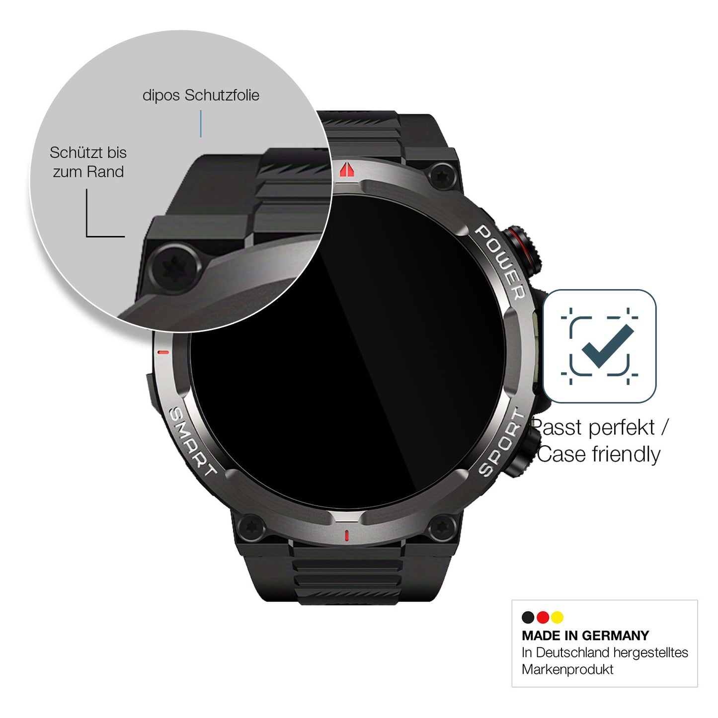 2x 9H Schutzfolie für IOWODO W50 1.39 Zoll Smartwatch Panzerfolie