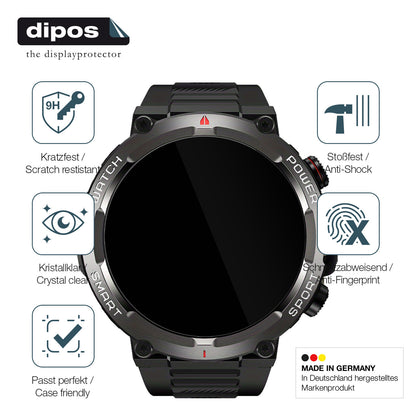 2x 9H Schutzfolie für IOWODO W50 1.39 Zoll Smartwatch Panzerfolie