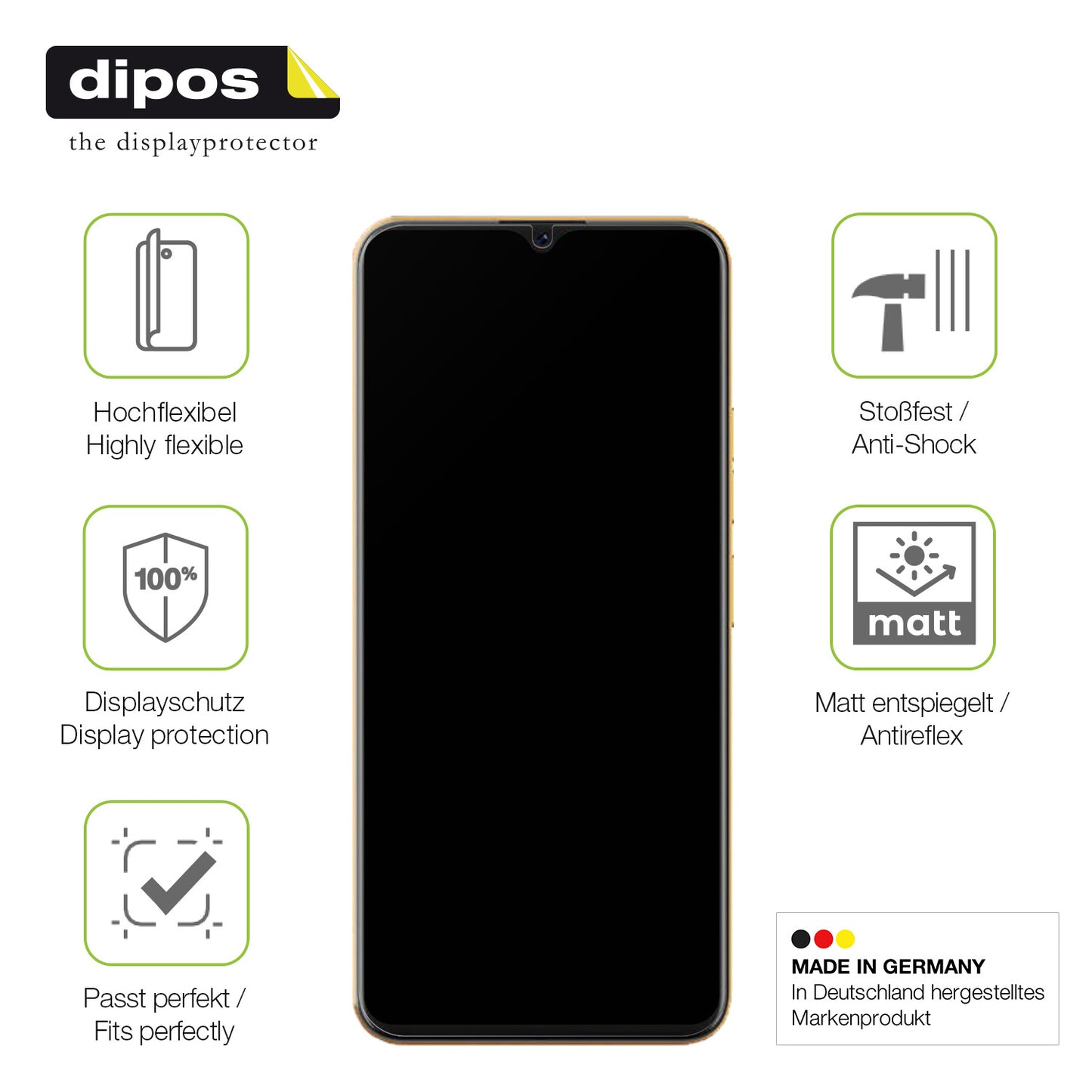 Displayschutz hergestellt in Deutschland, höchste Qualität made in Germany
