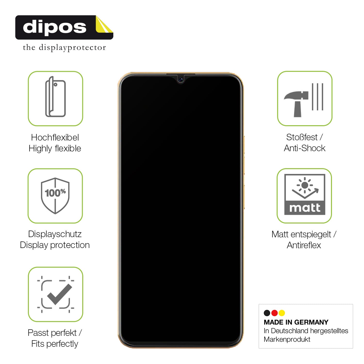Displayschutz hergestellt in Deutschland, höchste Qualität made in Germany