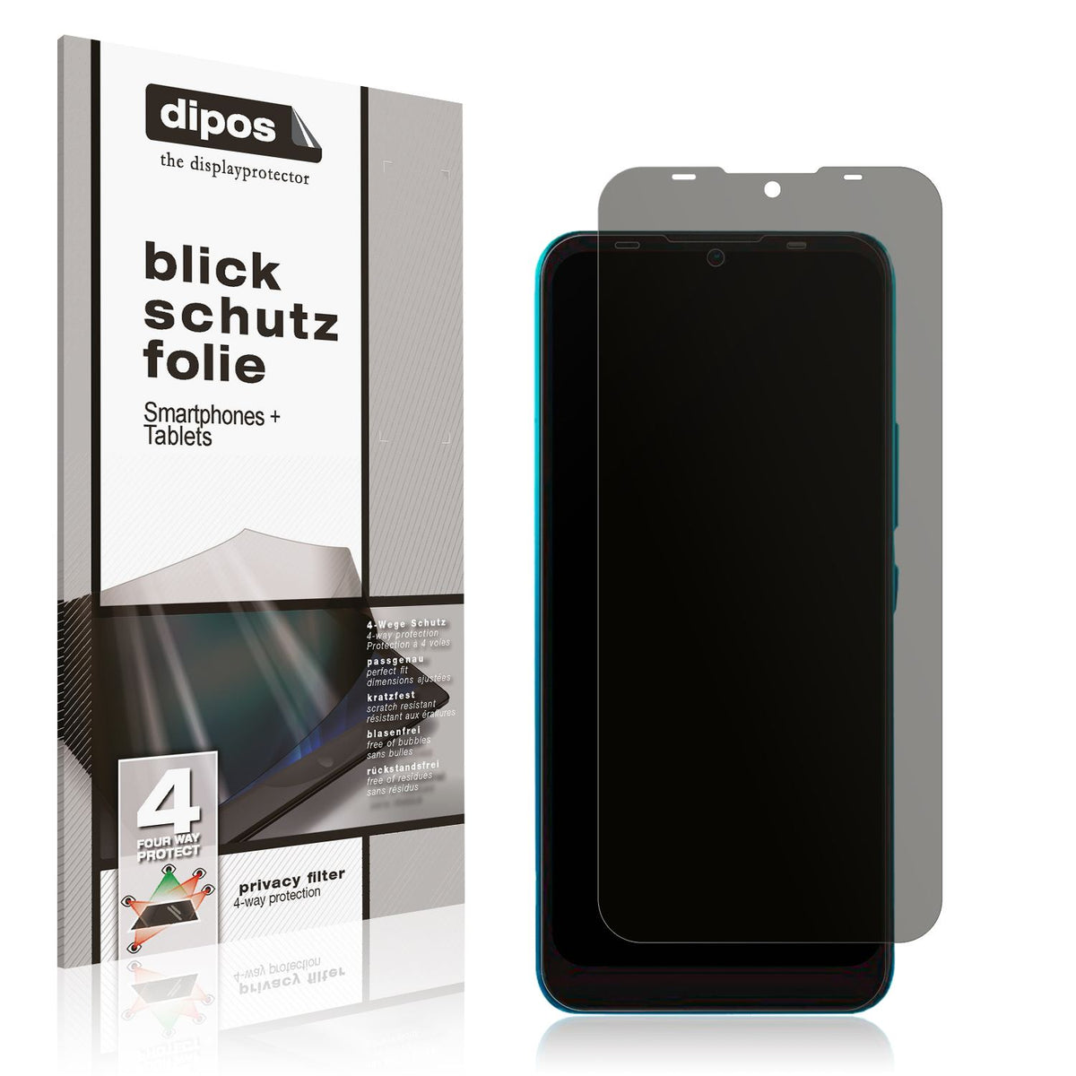 Blickschutzfolie von dipos passend für Mobicel Epic Pro, präziser Zuschnitt und blasenfrei montiert
