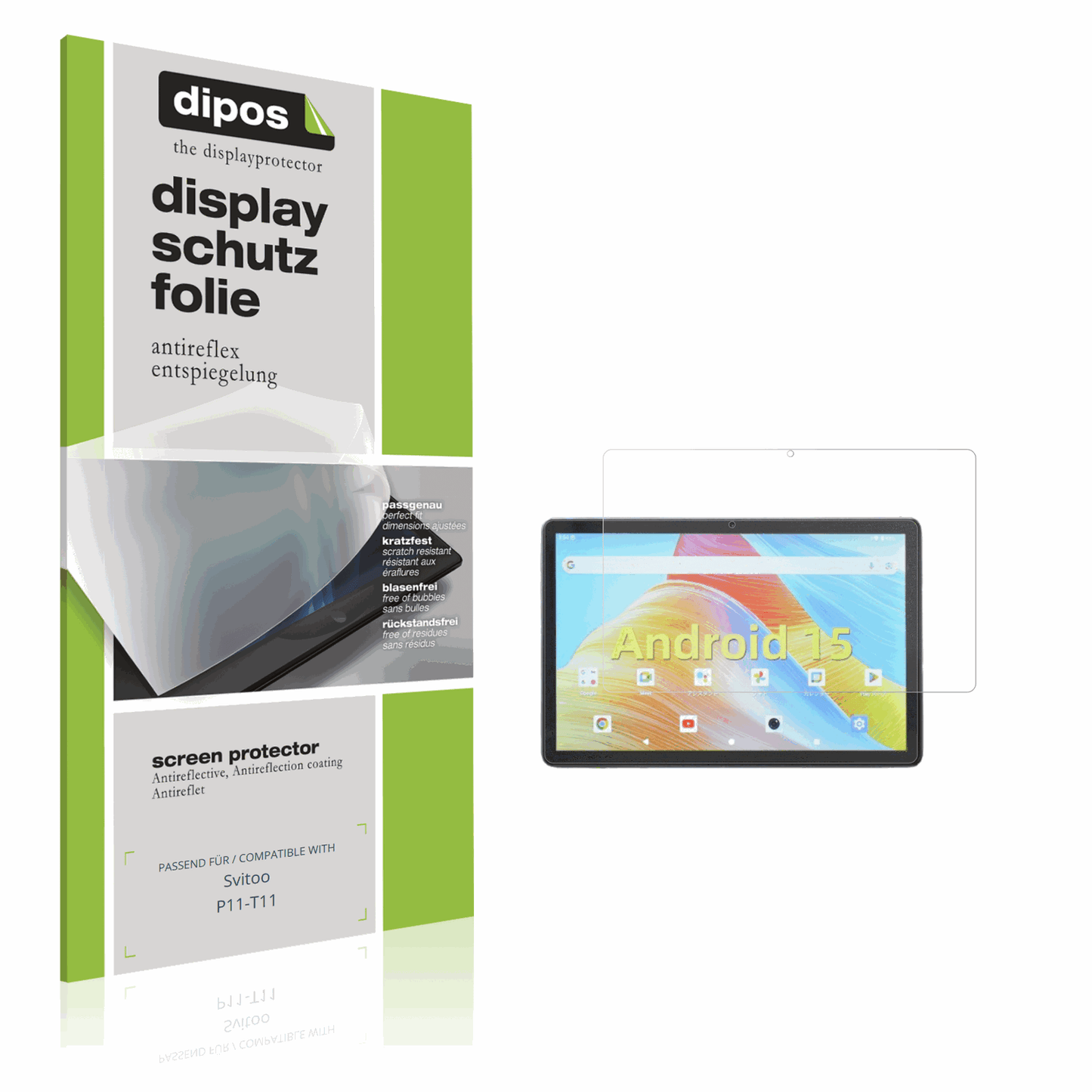 Matte Displayschutzfolie von dipos passend für svitoop11-t11, präziser Zuschnitt und blasenfrei montiert