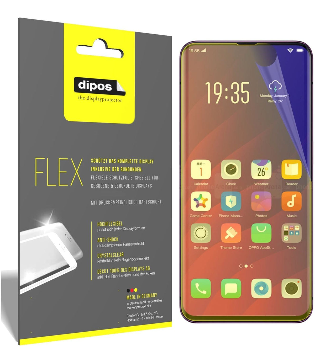 2x 3D Full Cover Schutzfolie für Oppo Find X