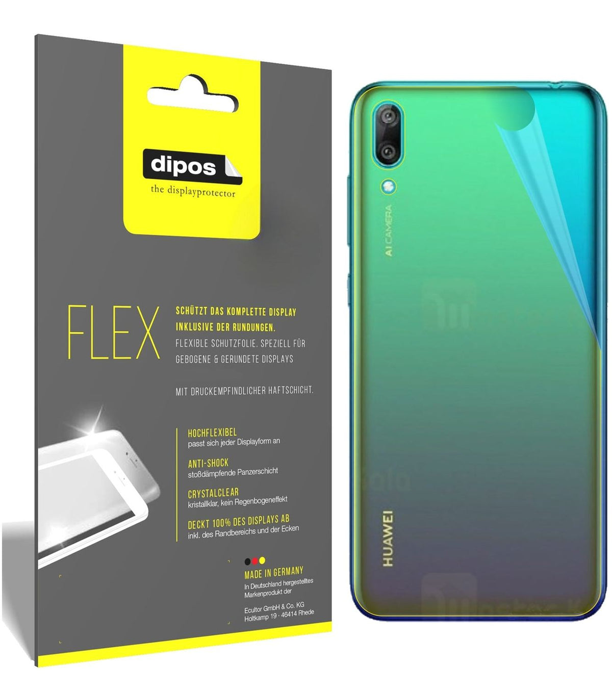 1x 3D Full Cover Schutzfolie für Huawei Enjoy 9 Rückseite
