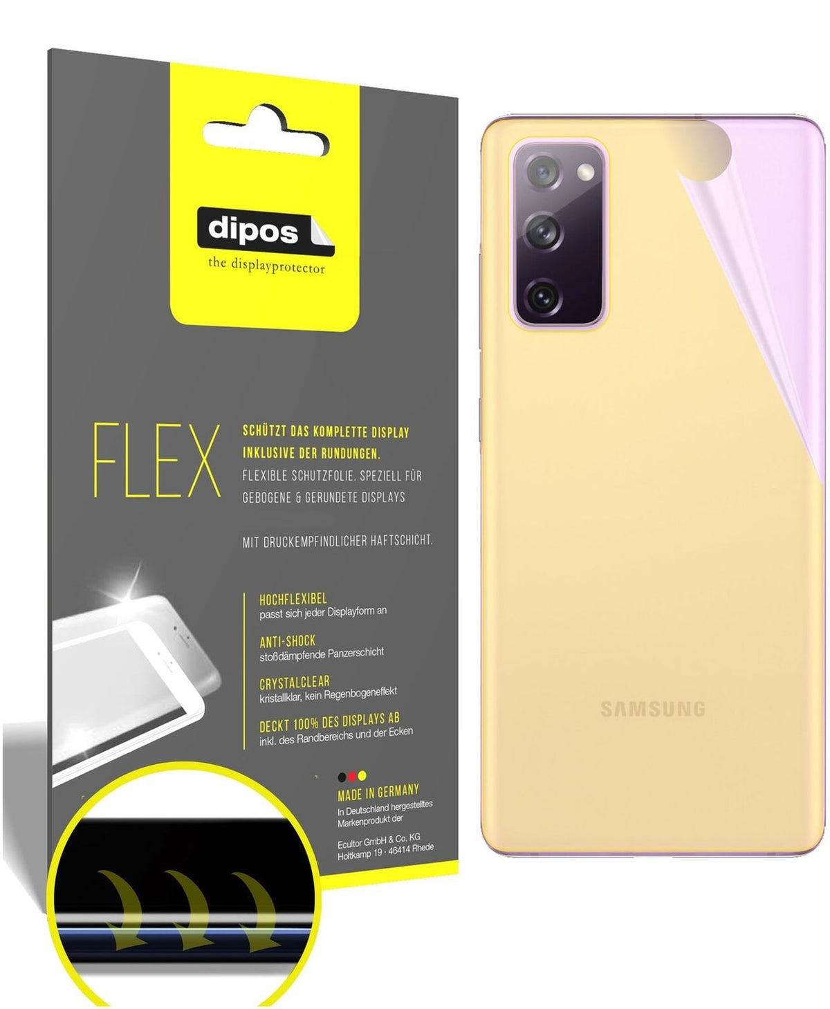 2x 3D Full Cover Schutzfolie für Samsung Galaxy S20 FE 5G Rückseite