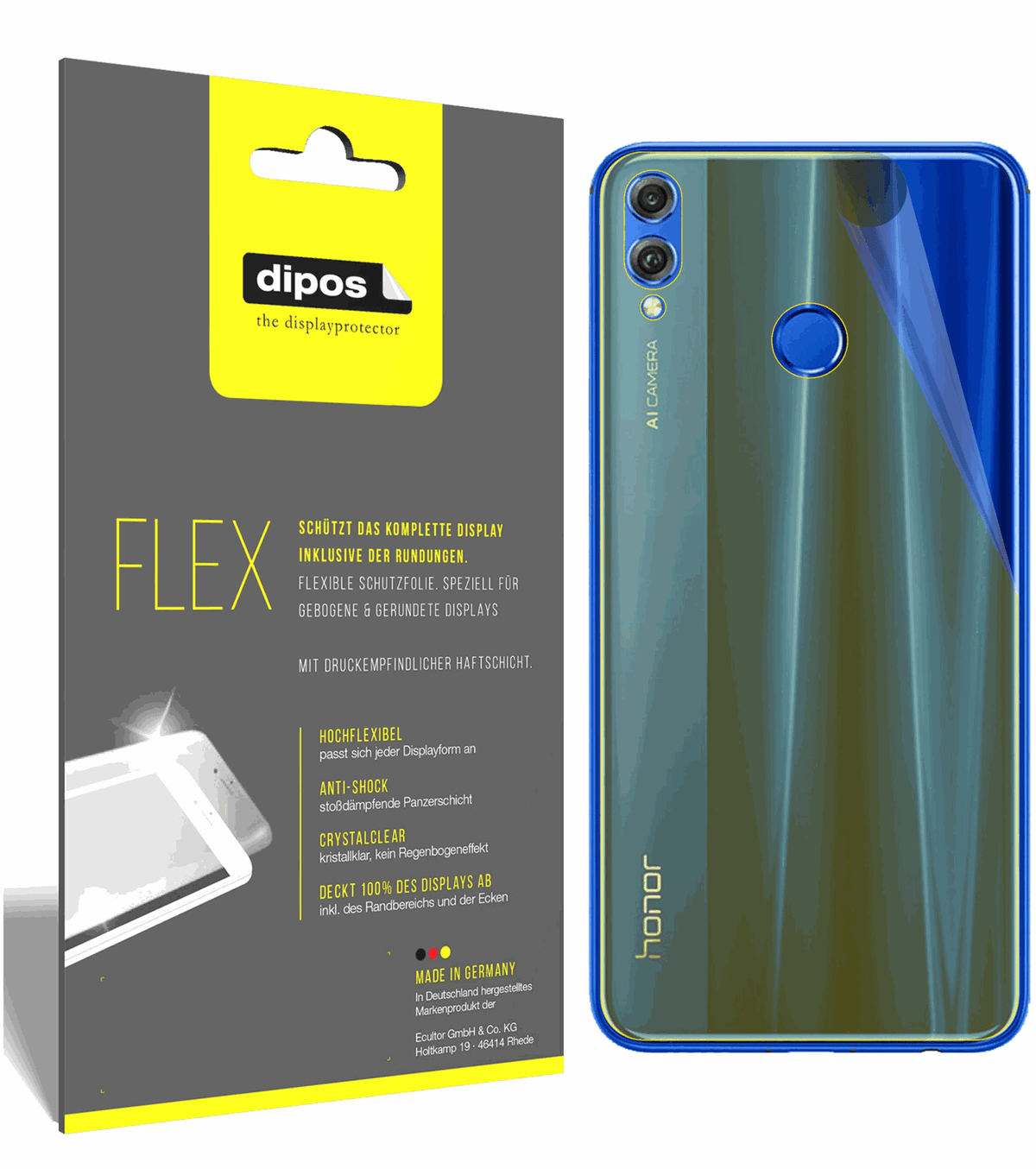 3x 3D Full Cover Schutzfolie für Honor 8X Max Rückseite