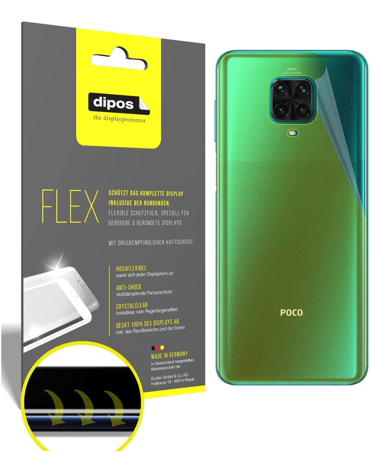 2x 3D Full Cover Schutzfolie für Xiaomi Poco M2 Pro Rückseite