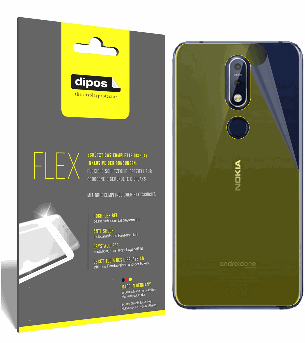 3x 3D Full Cover Schutzfolie für Nokia X7 (2018) Rückseite
