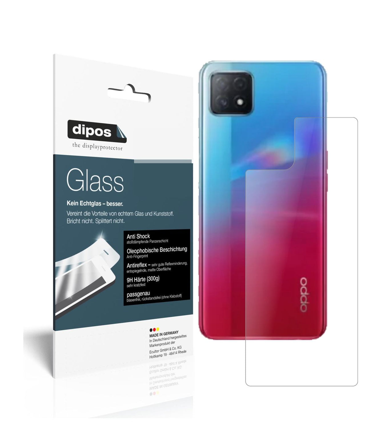 2x 9H Schutzfolie matt für Oppo A72 5G Rückseite Panzerfolie