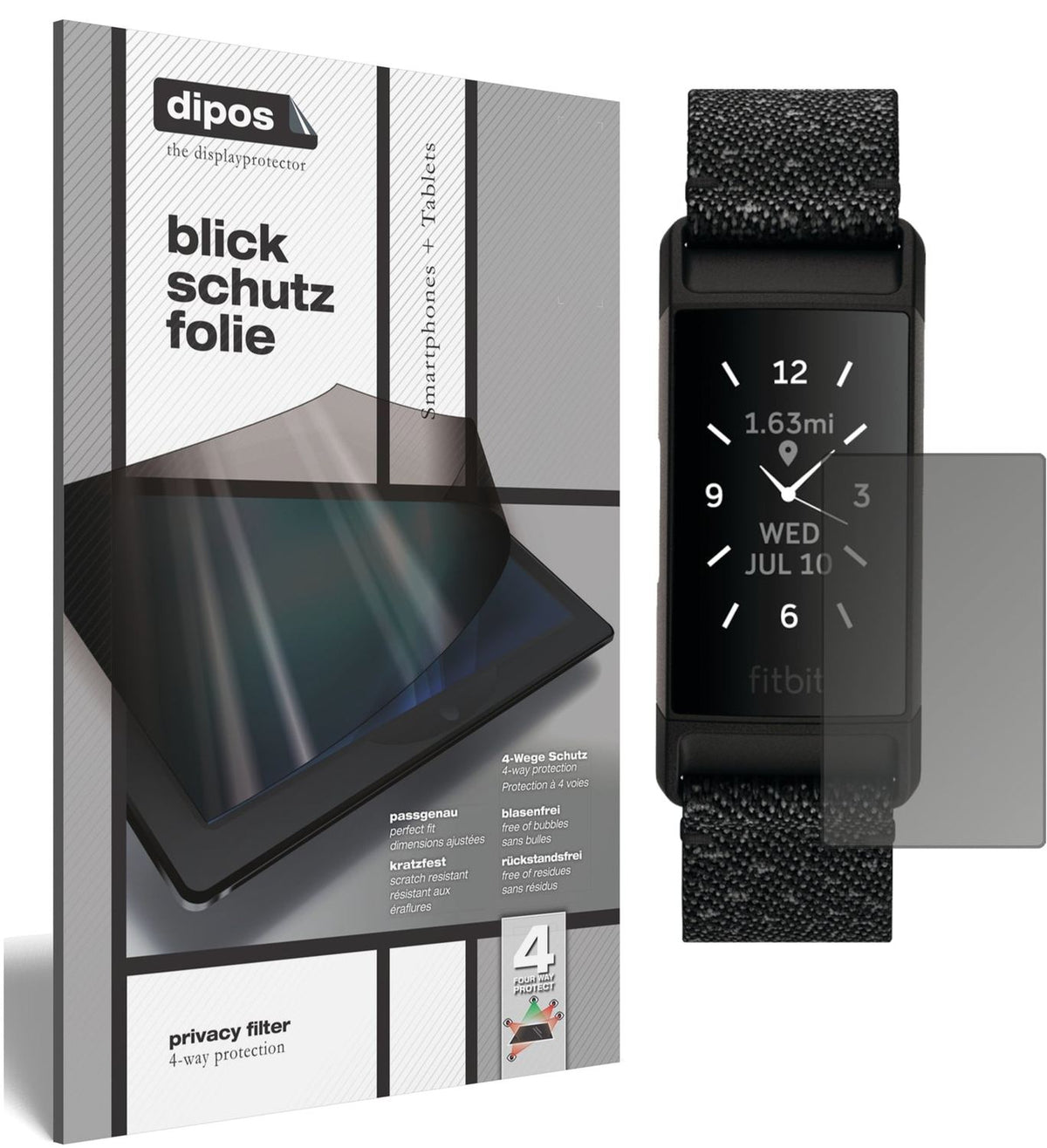 Blickschutzfolie für FitBit Charge 4 matt Schutzfolie Privacy