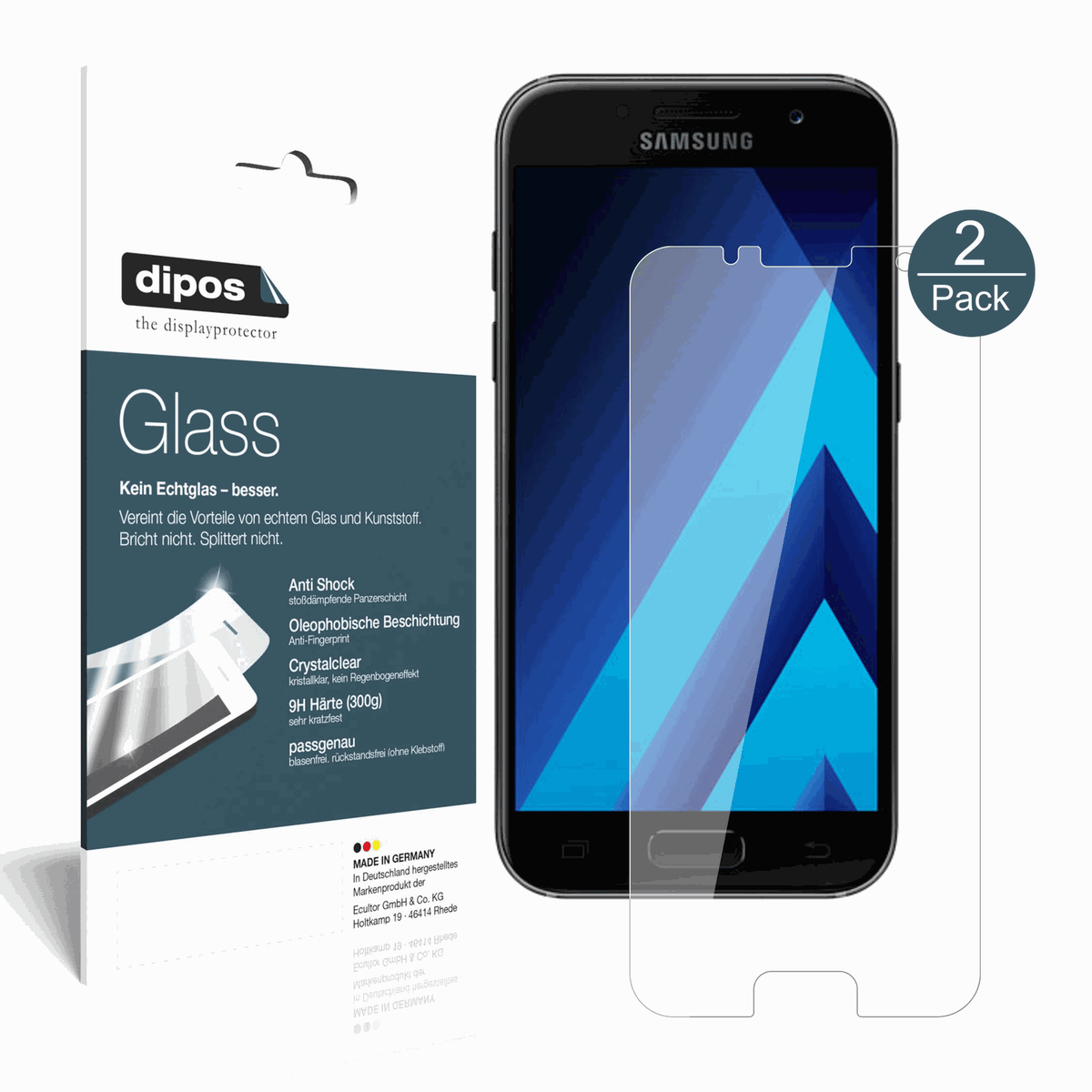 2x 9H Schutzfolie für Samsung Galaxy A5 (2017) Panzerfolie