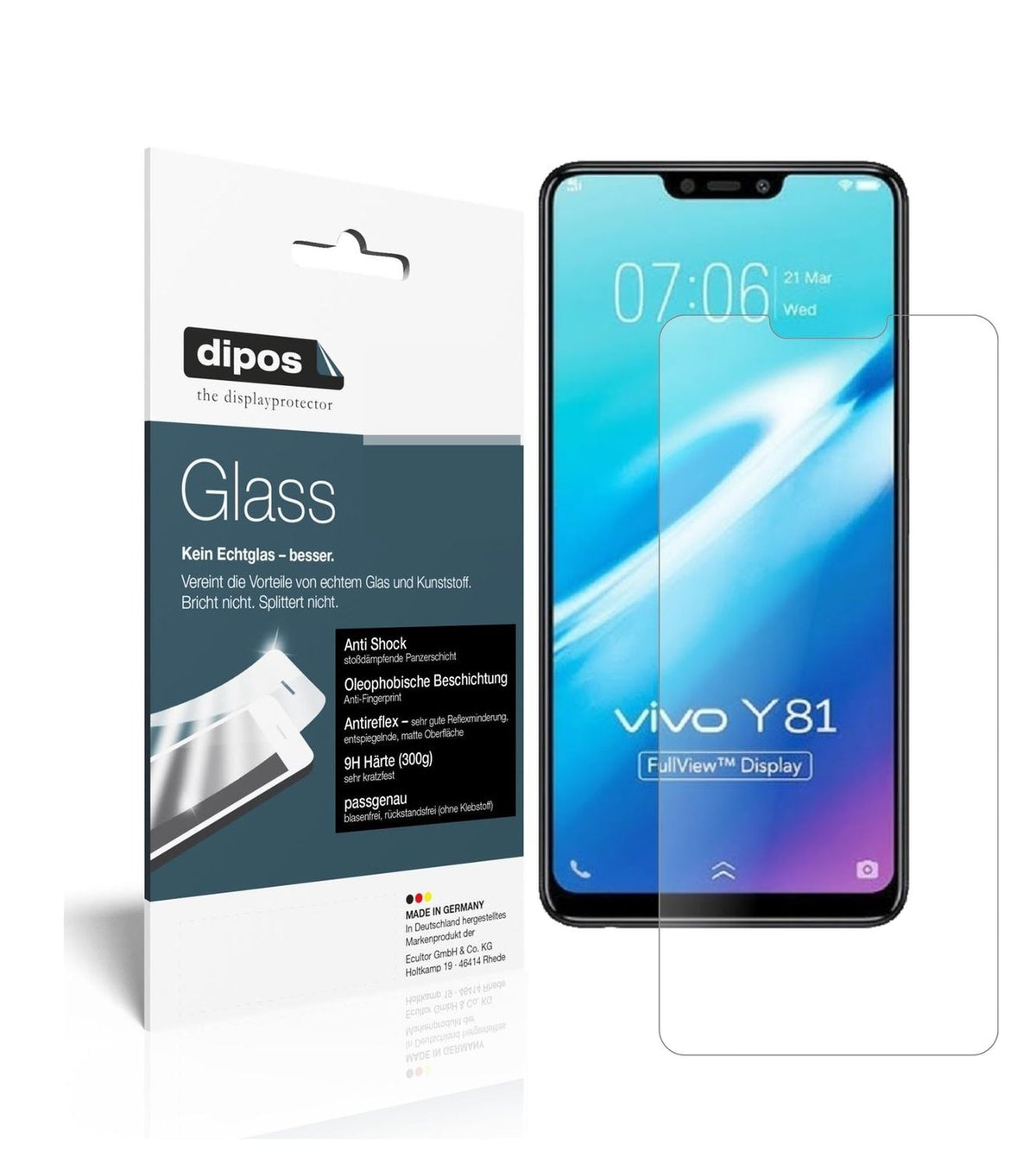 1x 9H Schutzfolie matt für Vivo Y81 Panzerfolie