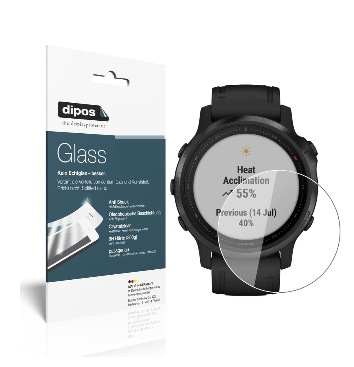 1x 9H Schutzfolie für Garmin fenix 6S Pro Panzerfolie