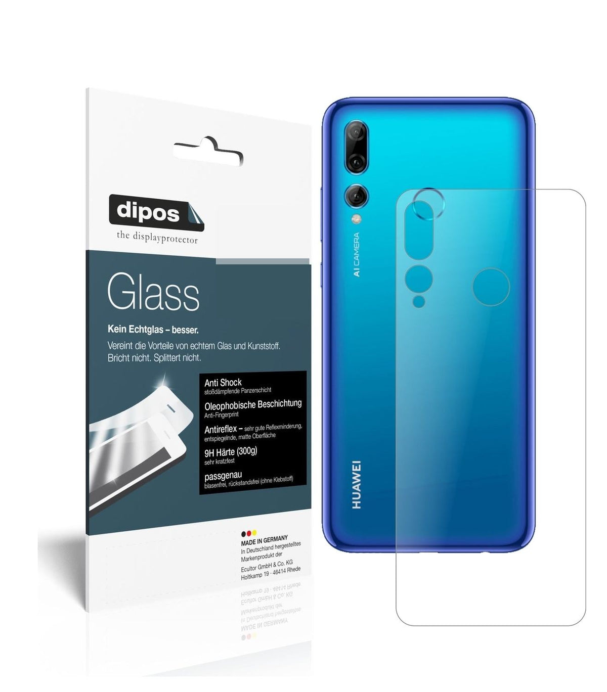 1x 9H Schutzfolie matt für Huawei P Smart Plus (2019) Rückseite Panzerfolie