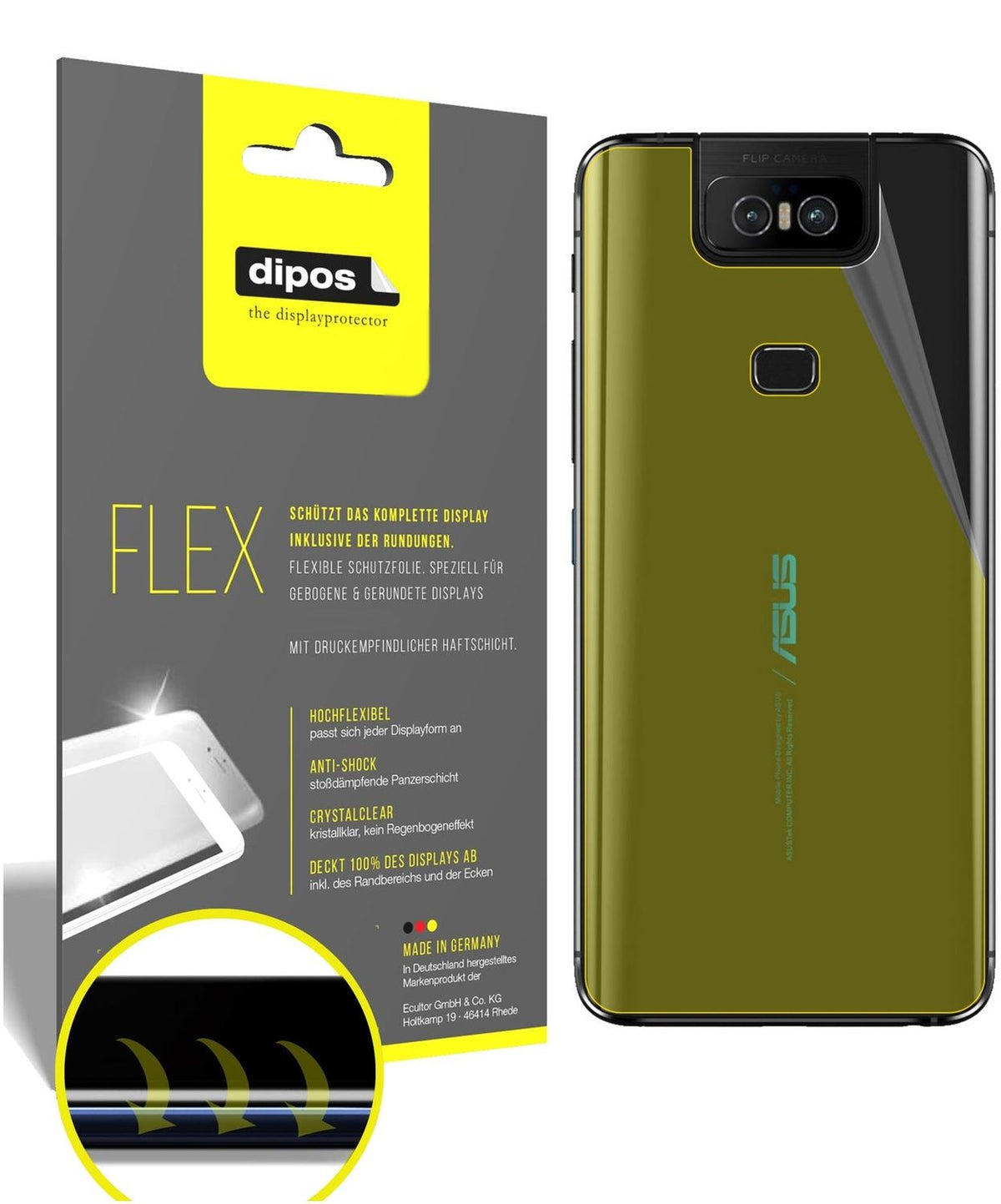 2x 3D Full Cover Schutzfolie für Asus Zenfone 6 (ZS630KL) Rückseite