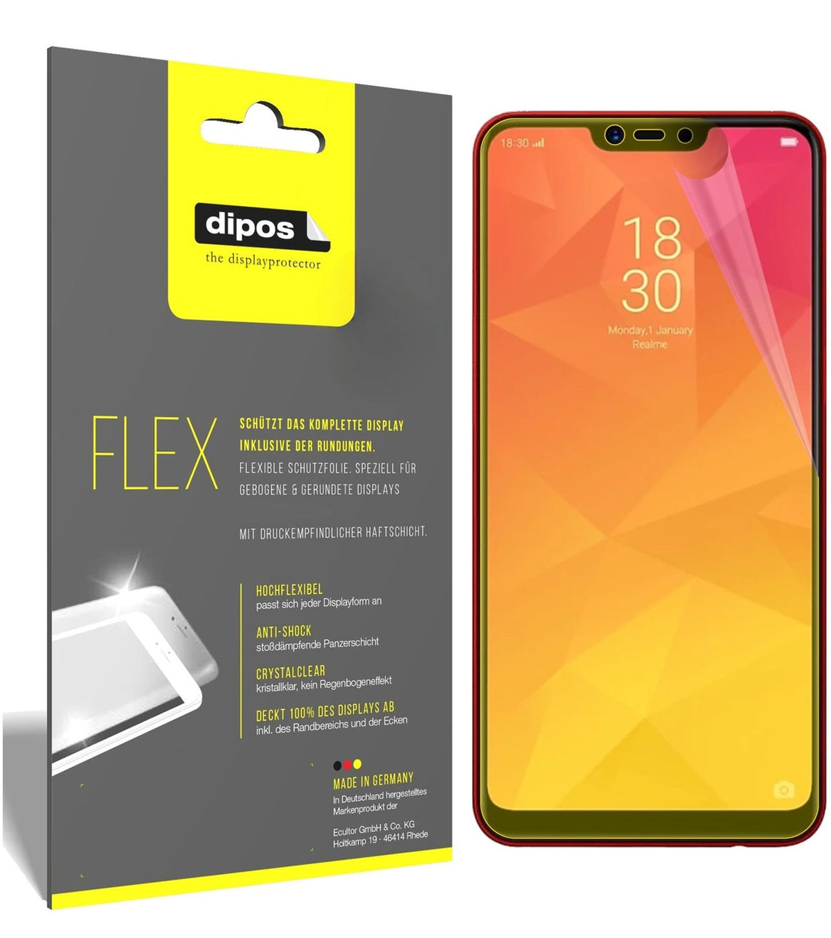 2x 3D Full Cover Schutzfolie für Oppo Realme 2