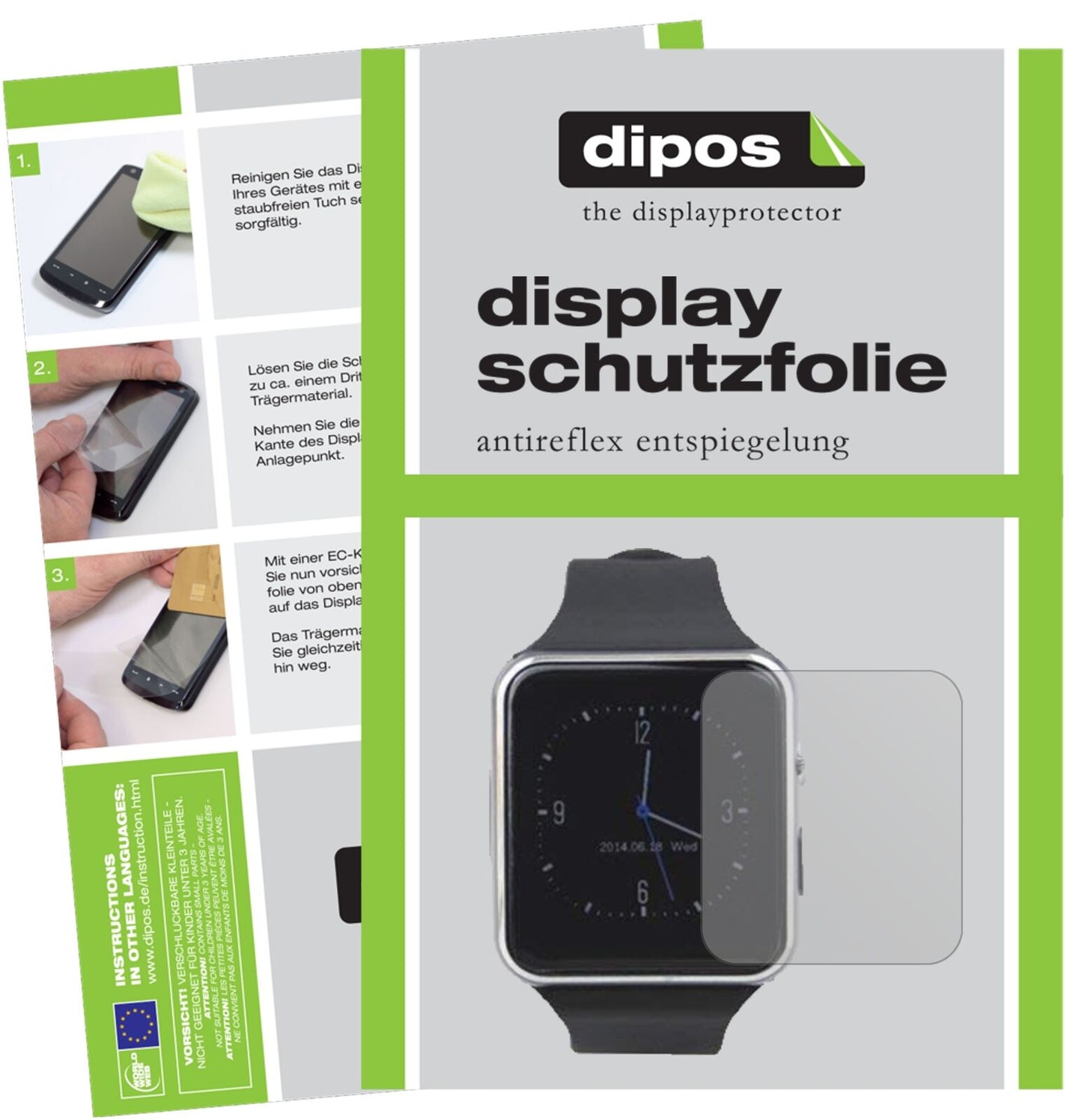 TagobeeTB01 Smartwatch mit aufgebrachter dipos Displayschutzfolie, die lästige Fingerabdrücke minimiert
