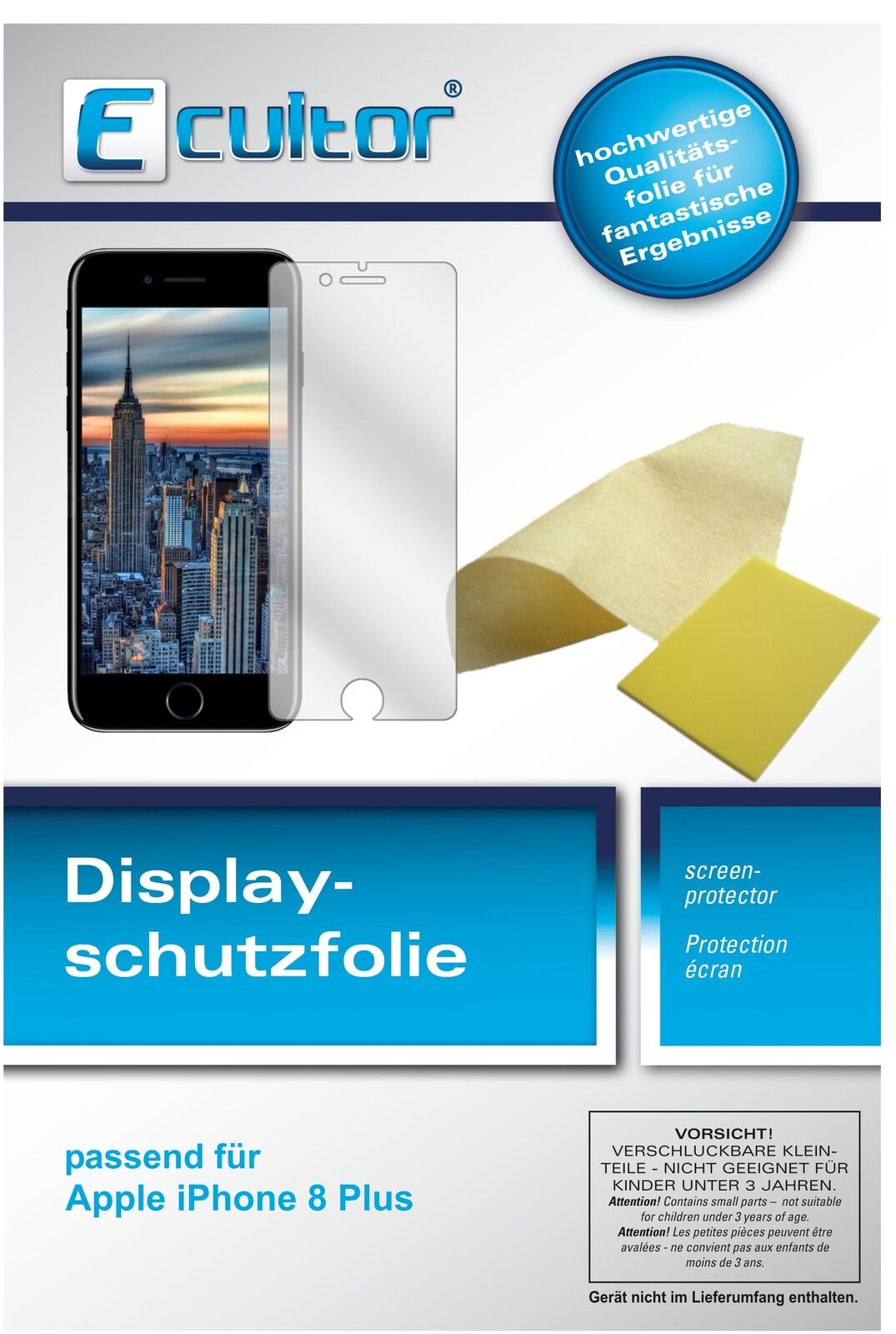 8x Schutzfolie klar für Apple iPhone 8 Plus Display-Schutzfolie