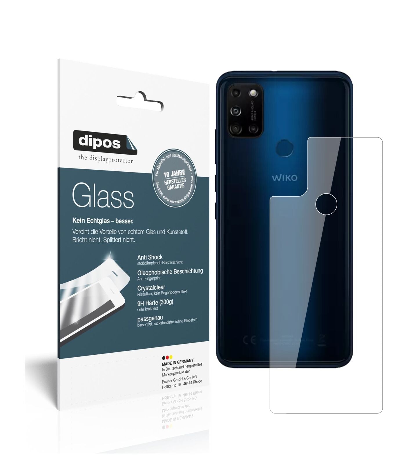 1x 9H Schutzfolie für Wiko View5 Rückseite Panzerfolie