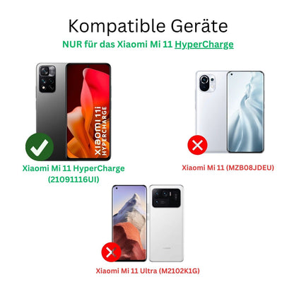 XiaomiMI 11 HyperCharge mit aufgebrachter dipos Displayschutzfolie, glasklare Darstellung ohne Einschränkungen