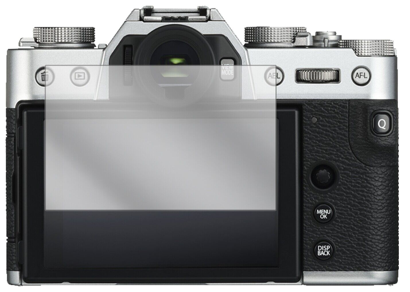 Klare Displayschutzfolie von dipos passend für Fujifilm X-T30, präziser Zuschnitt und blasenfrei montiert