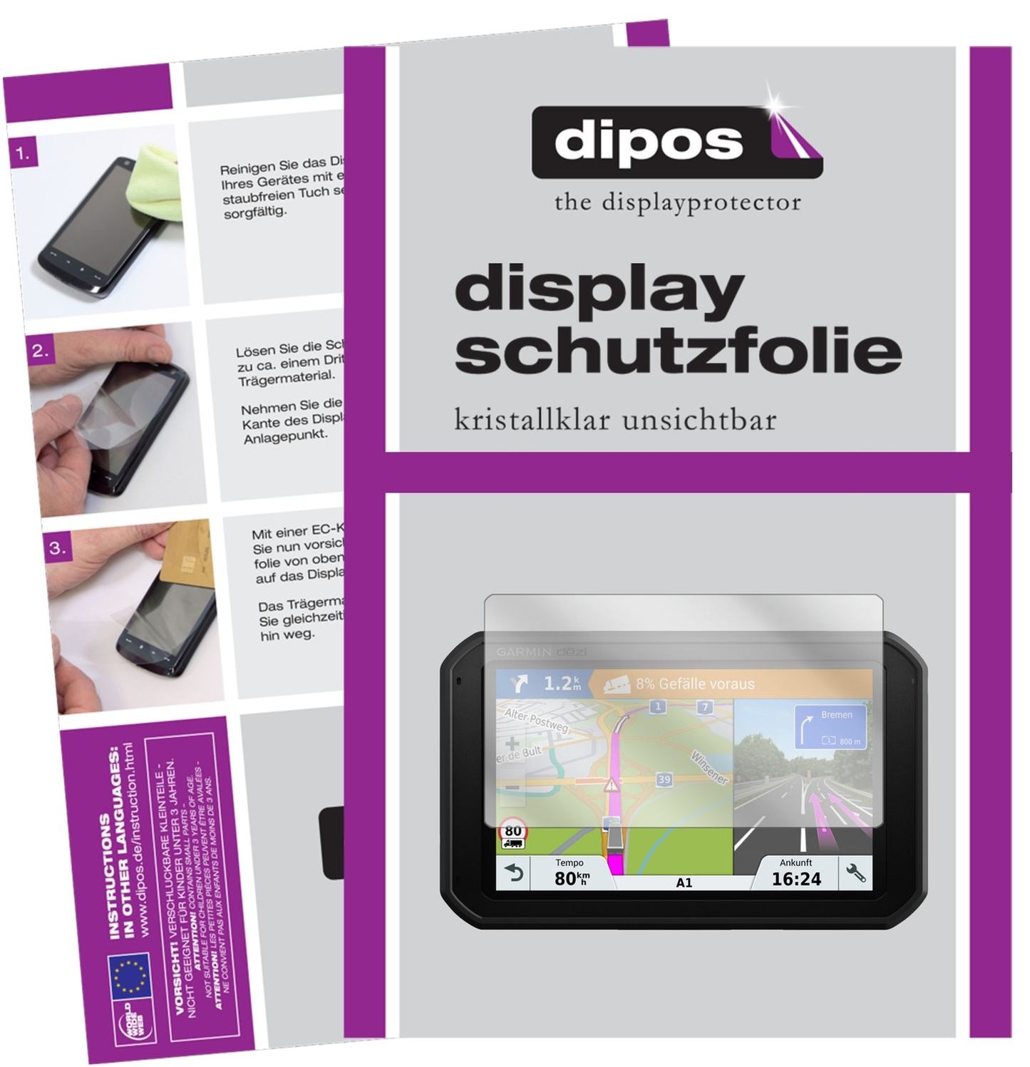 1x Schutzfolie klar für Garmin Dezlcam 785 LMT-D EU Display-Schutzfolie