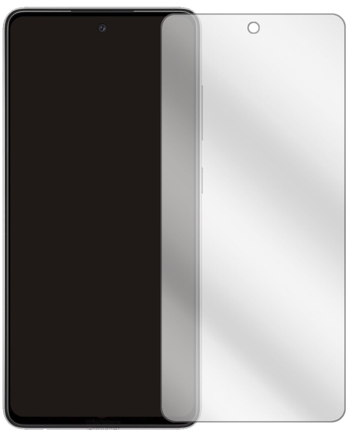 SamsungGalaxy A52 mit aufgebrachter dipos Displayschutzfolie, glasklare Darstellung ohne Einschränkungen