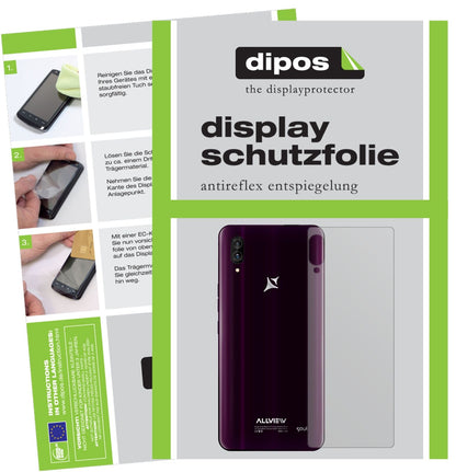 AllviewSoul X6 Xtreme Rückseite mit aufgebrachter dipos Displayschutzfolie, die lästige Fingerabdrücke minimiert