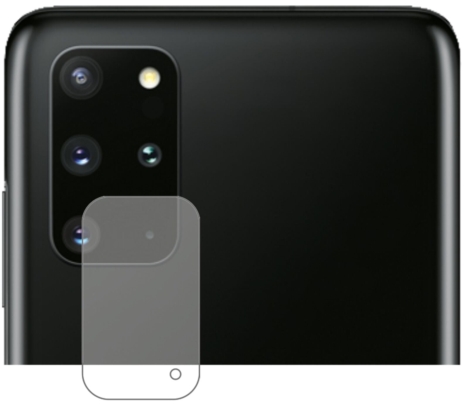 SamsungGalaxy S20 Plus Kameralinse mit aufgebrachter dipos Flex Schutzfolie, glasklare Darstellung ohne Einschränkungen
