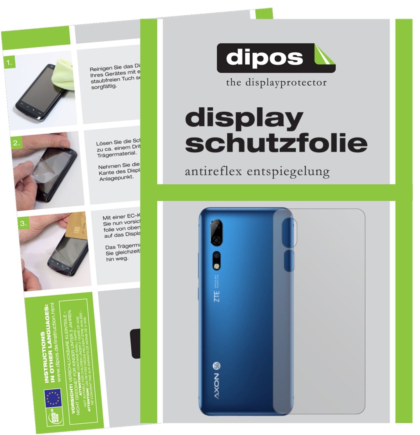 1x Schutzfolie matt für Axon 10 Pro Rückseite Display-Schutzfolie
