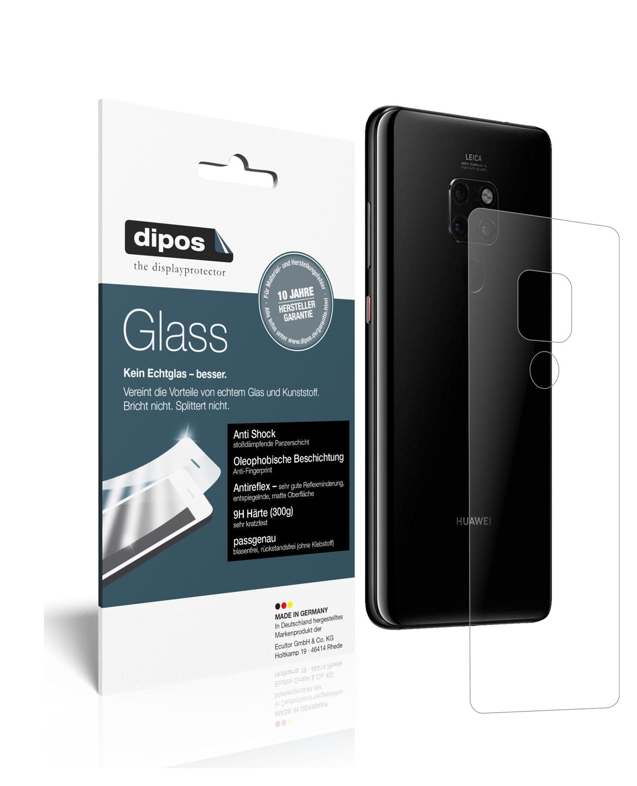 1x 9H Schutzfolie matt für Huawei Mate 20 Rückseite Panzerfolie
