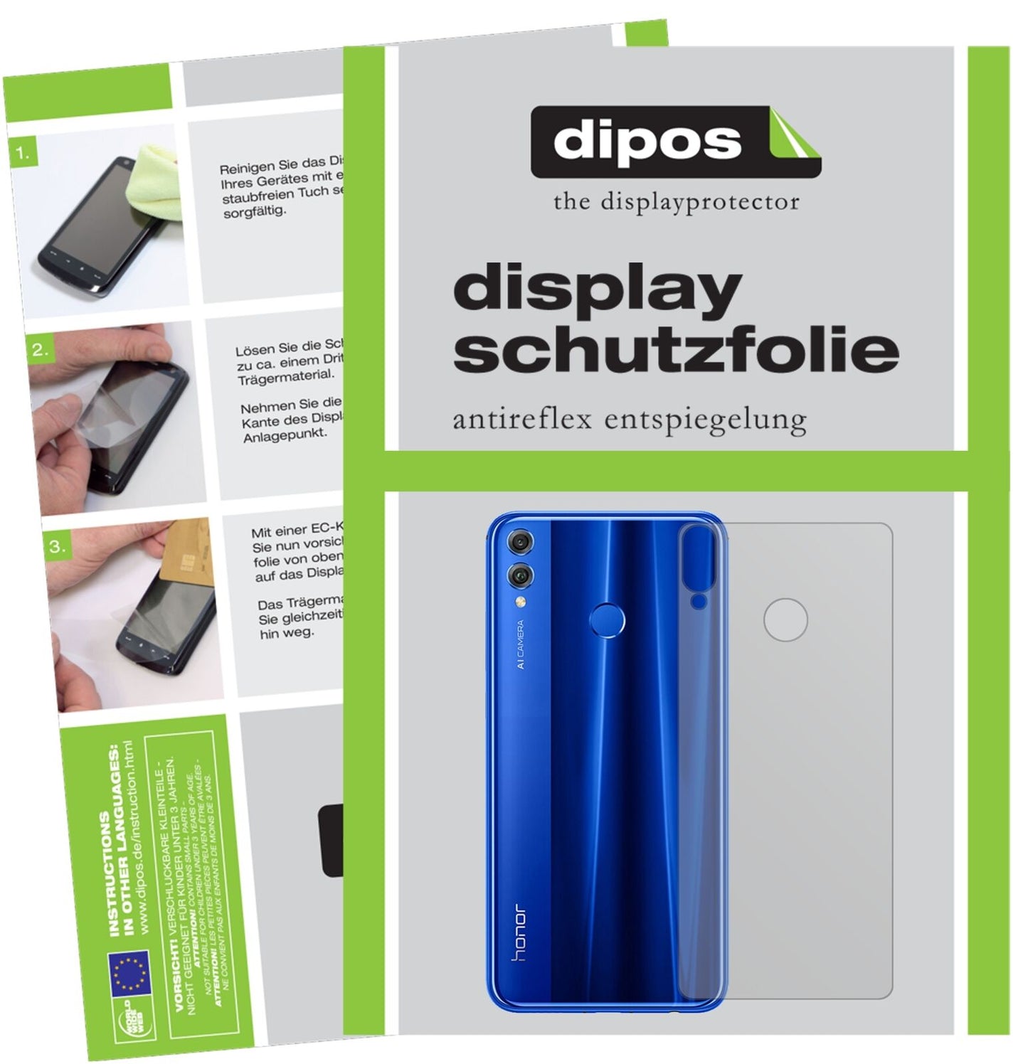 1x Schutzfolie matt für Honor 8X Max Rückseite Display-Schutzfolie