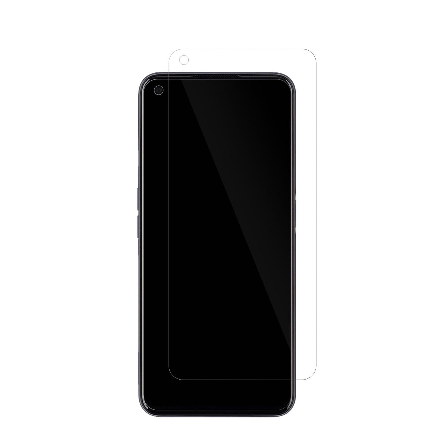 Realme9 5G mit aufgebrachter dipos Displayschutzfolie, glasklare Darstellung ohne Einschränkungen
