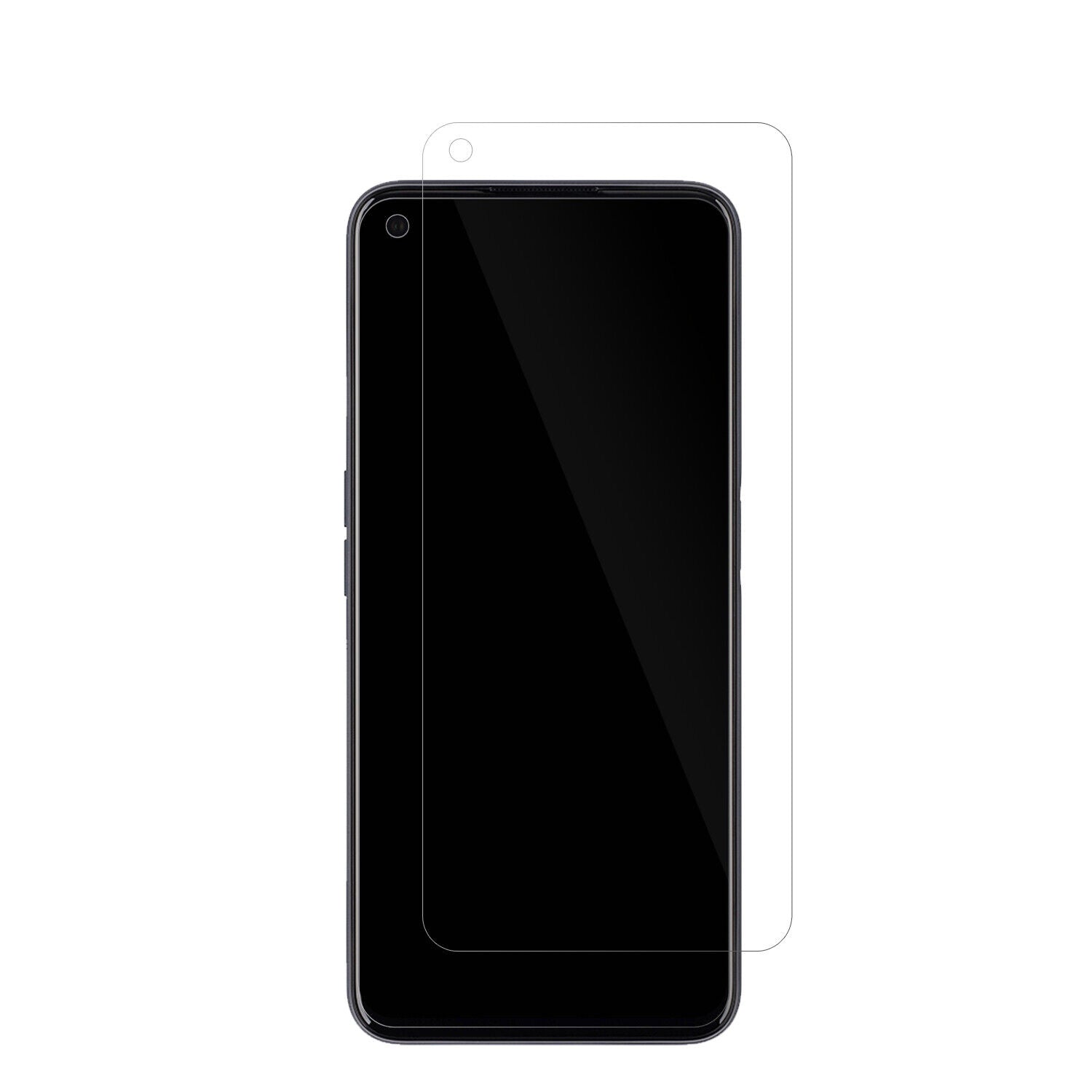 Realme9 5G mit aufgebrachter dipos Displayschutzfolie, glasklare Darstellung ohne Einschränkungen