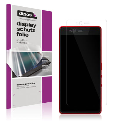Klare Displayschutzfolie von dipos passend für Fujitsu Arrows M04, präziser Zuschnitt und blasenfrei montiert