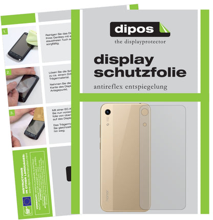 Matte Displayschutzfolie von dipos passend für Honor 8A Pro Rückseite, präziser Zuschnitt und blasenfrei montiert