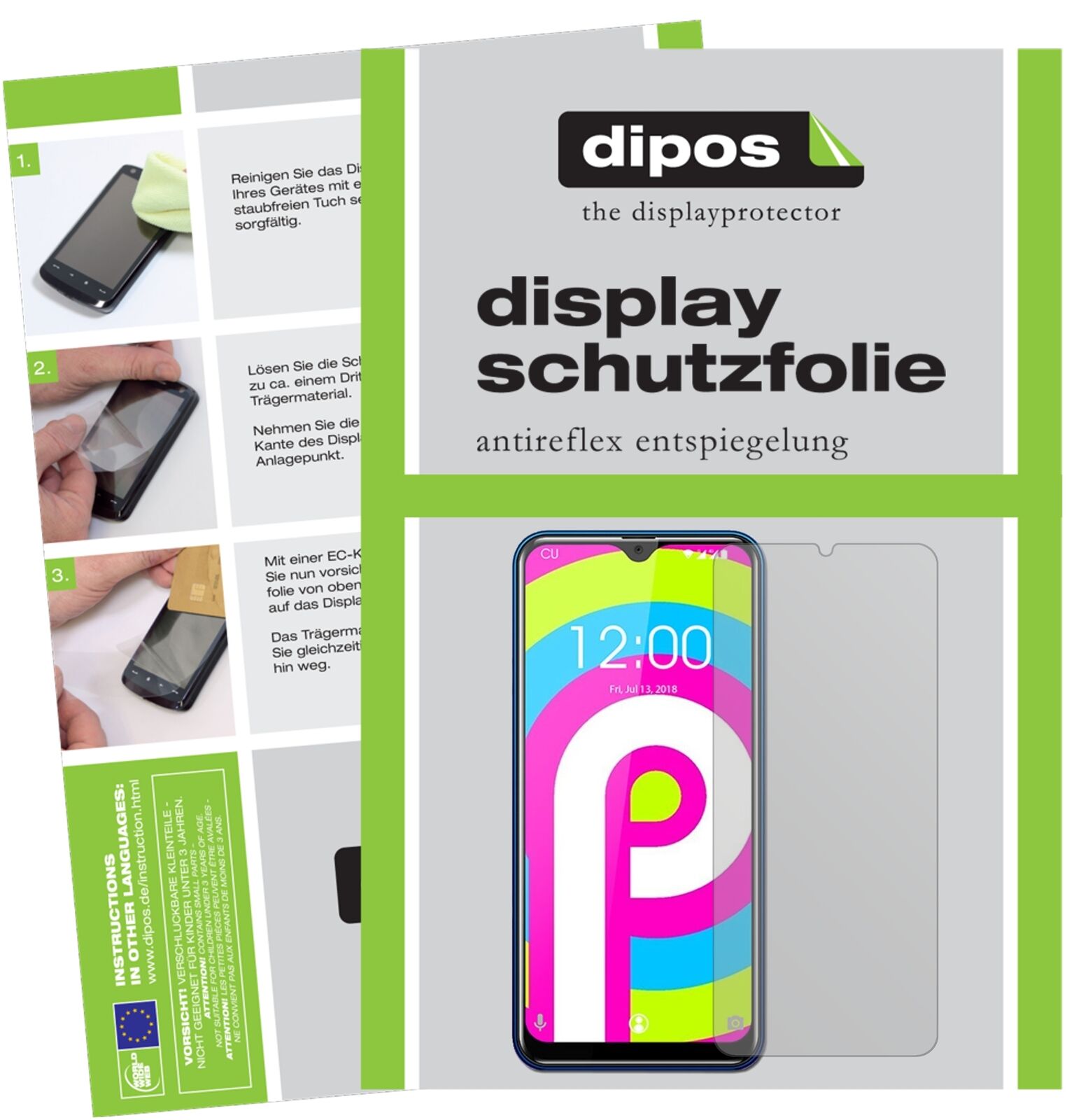 OukitelC 15 Pro mit aufgebrachter dipos Displayschutzfolie, die lästige Fingerabdrücke minimiert
