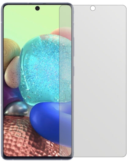 SamsungGalaxy A71 5G mit aufgebrachter dipos Displayschutzfolie, die lästige Fingerabdrücke minimiert
