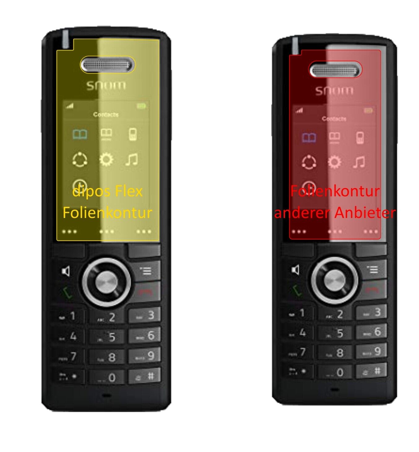 1x 3D Full Cover Schutzfolie für SNOM M65-C50 DECT