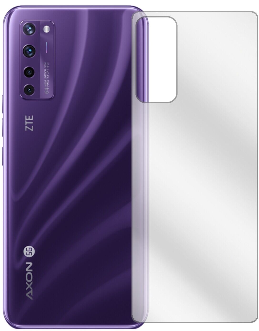 ZTEAxon 20 5G Rückseite mit aufgebrachter dipos Displayschutzfolie, glasklare Darstellung ohne Einschränkungen