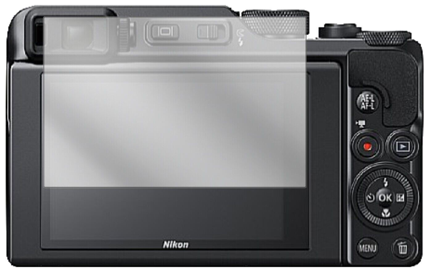 Klare Displayschutzfolie von dipos passend für Nikon Coolpix A1000, präziser Zuschnitt und blasenfrei montiert