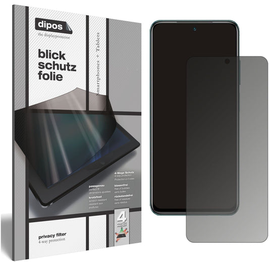 Blickschutzfolie von dipos passend für Xiaomi Redmi Note 10 5G, präziser Zuschnitt und blasenfrei montiert