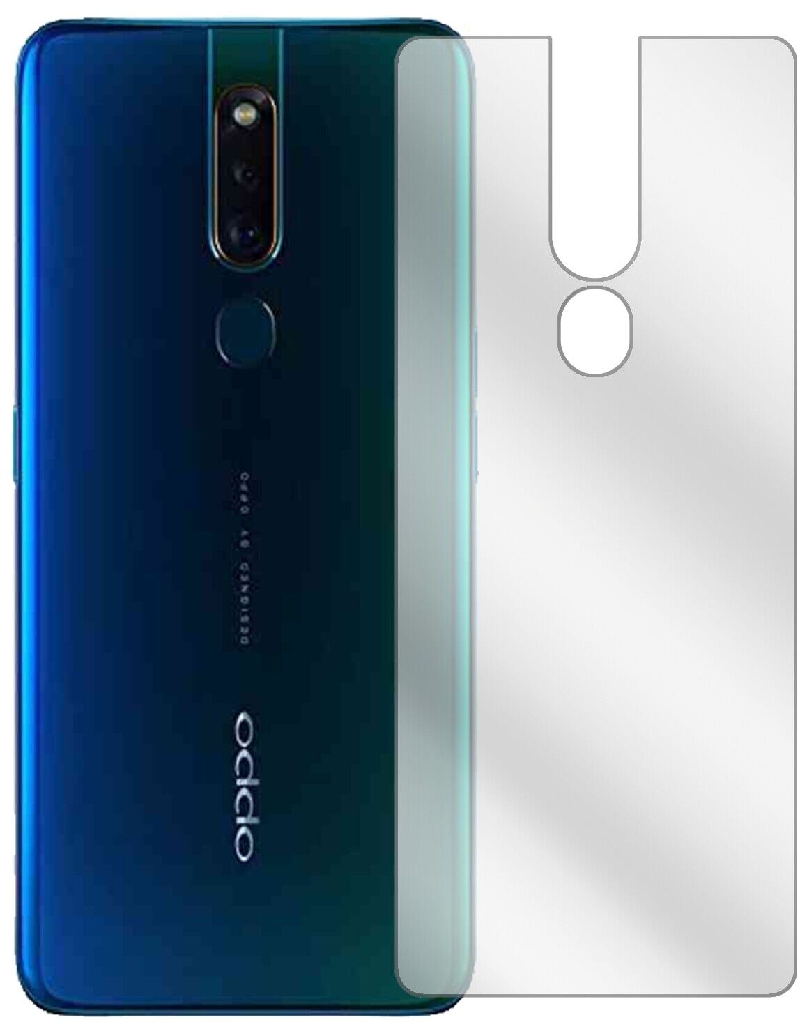Klare Displayschutzfolie von dipos passend für Oppo F11 Rückseite, präziser Zuschnitt und blasenfrei montiert