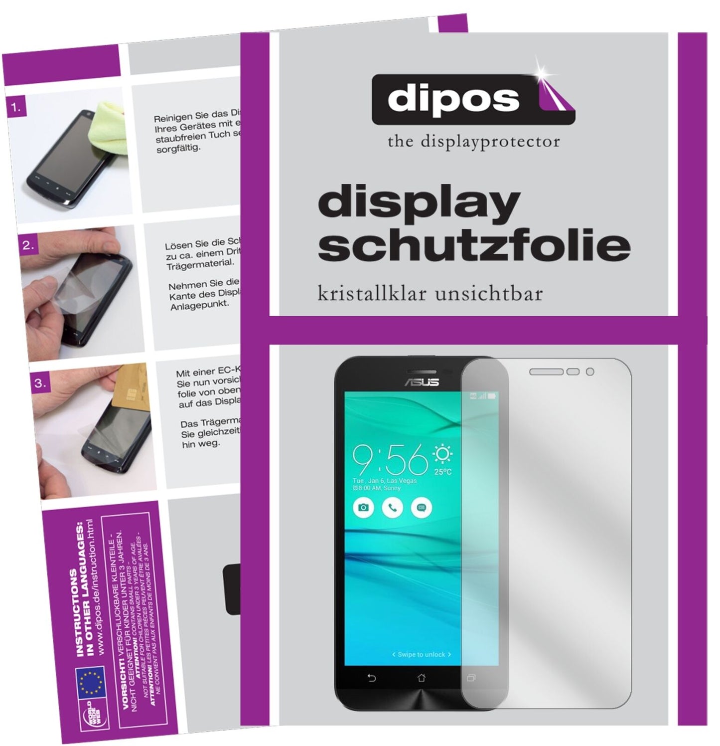 2x Schutzfolie klar für Asus Zenfone Go (2017) Display-Schutzfolie