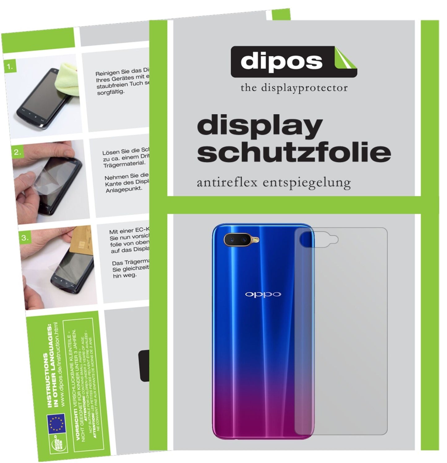 1x Schutzfolie matt für Oppo R15x Rückseite Display-Schutzfolie
