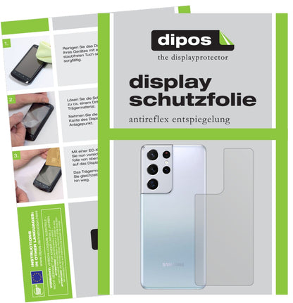 Matte Displayschutzfolie von dipos passend für Samsung Galaxy S21 Ultra Rückseite, präziser Zuschnitt und blasenfrei montiert